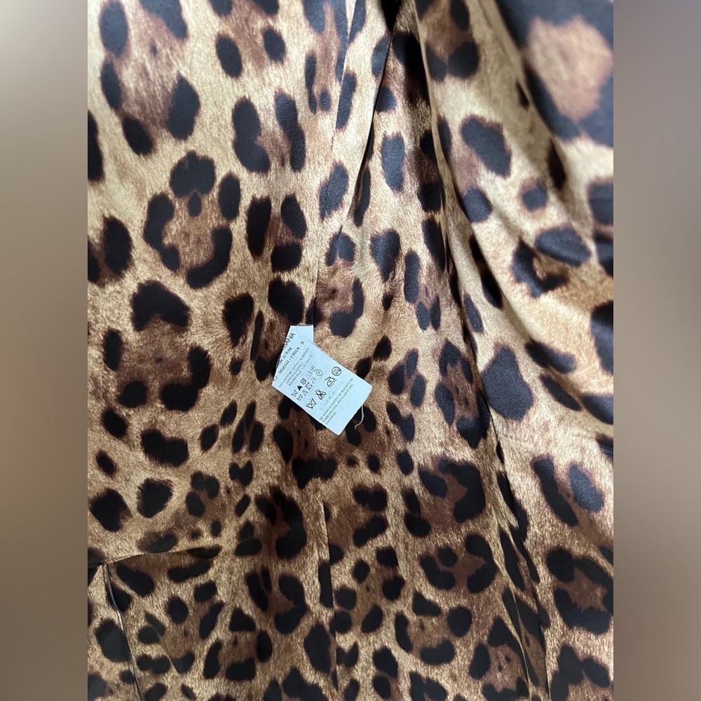 Dolce & Gabbana Women's Brown Striped Luxury
Blazer Jacket Size 46 Leopard Lined - Picture 5 of 8